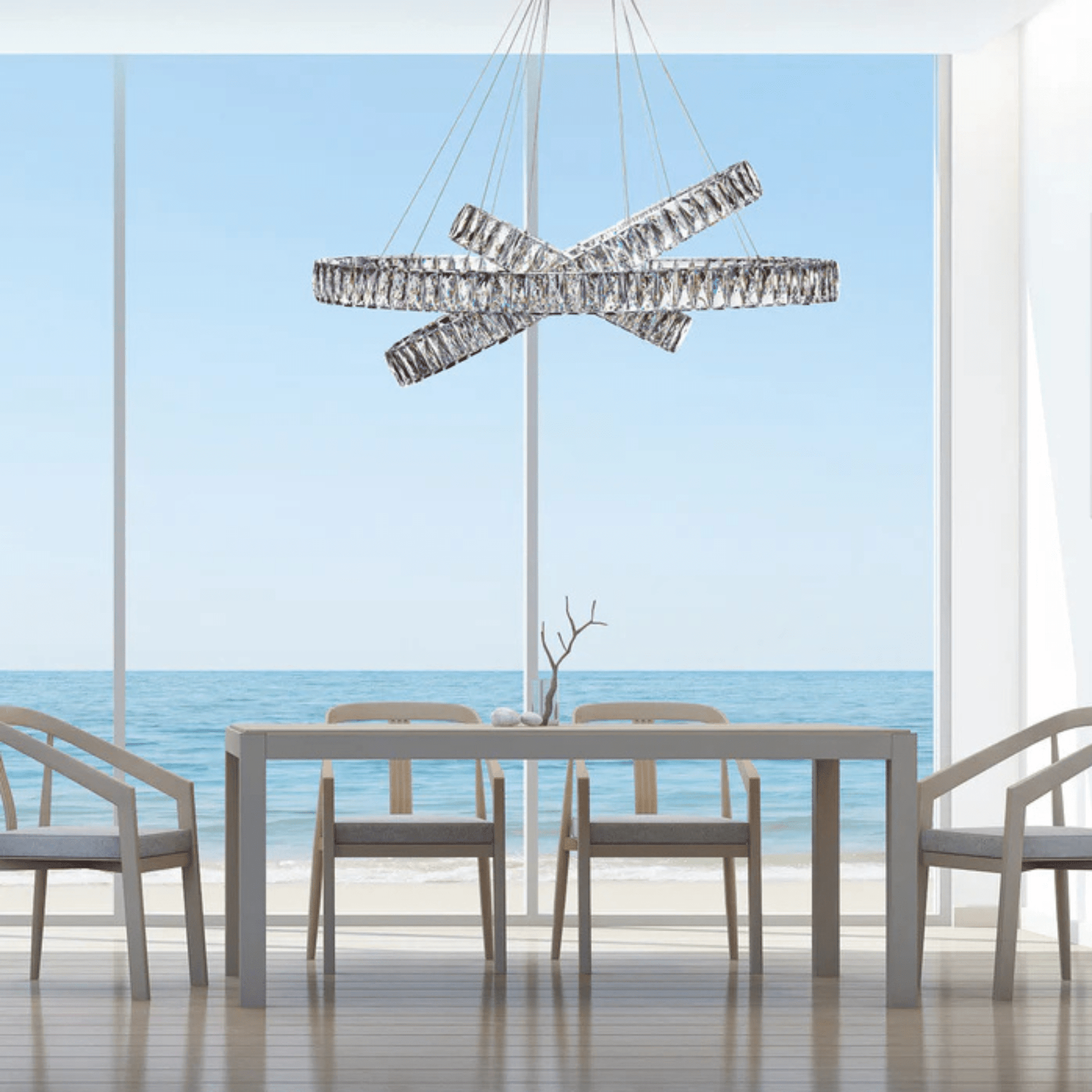 Crystal Elegance LED Chandelier 3 Ovals - Orvon Lighting