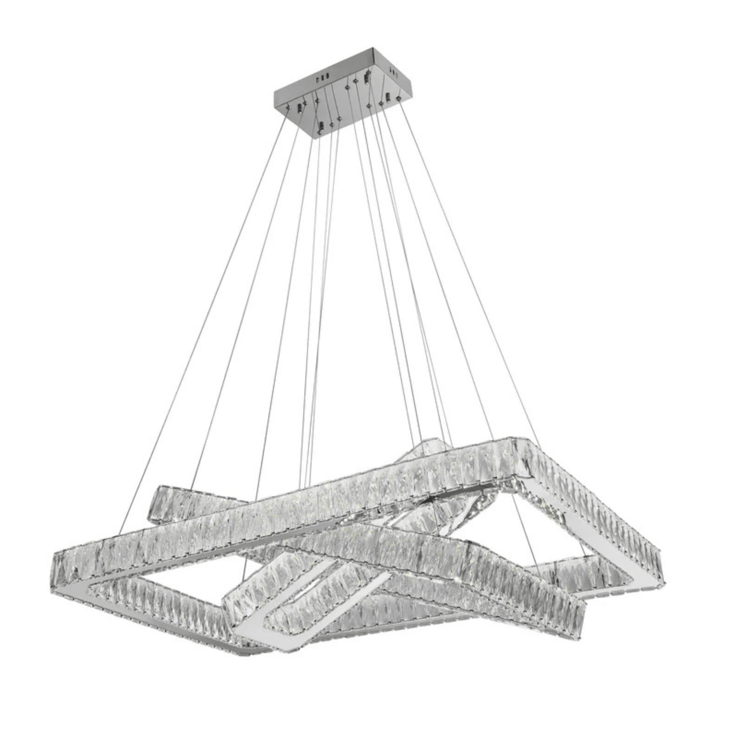Crystal Elegance LED Chandelier 3 Rectangles - Orvon Lighting