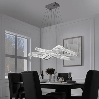 Crystal Elegance LED Chandelier 3 Rectangles - Orvon Lighting