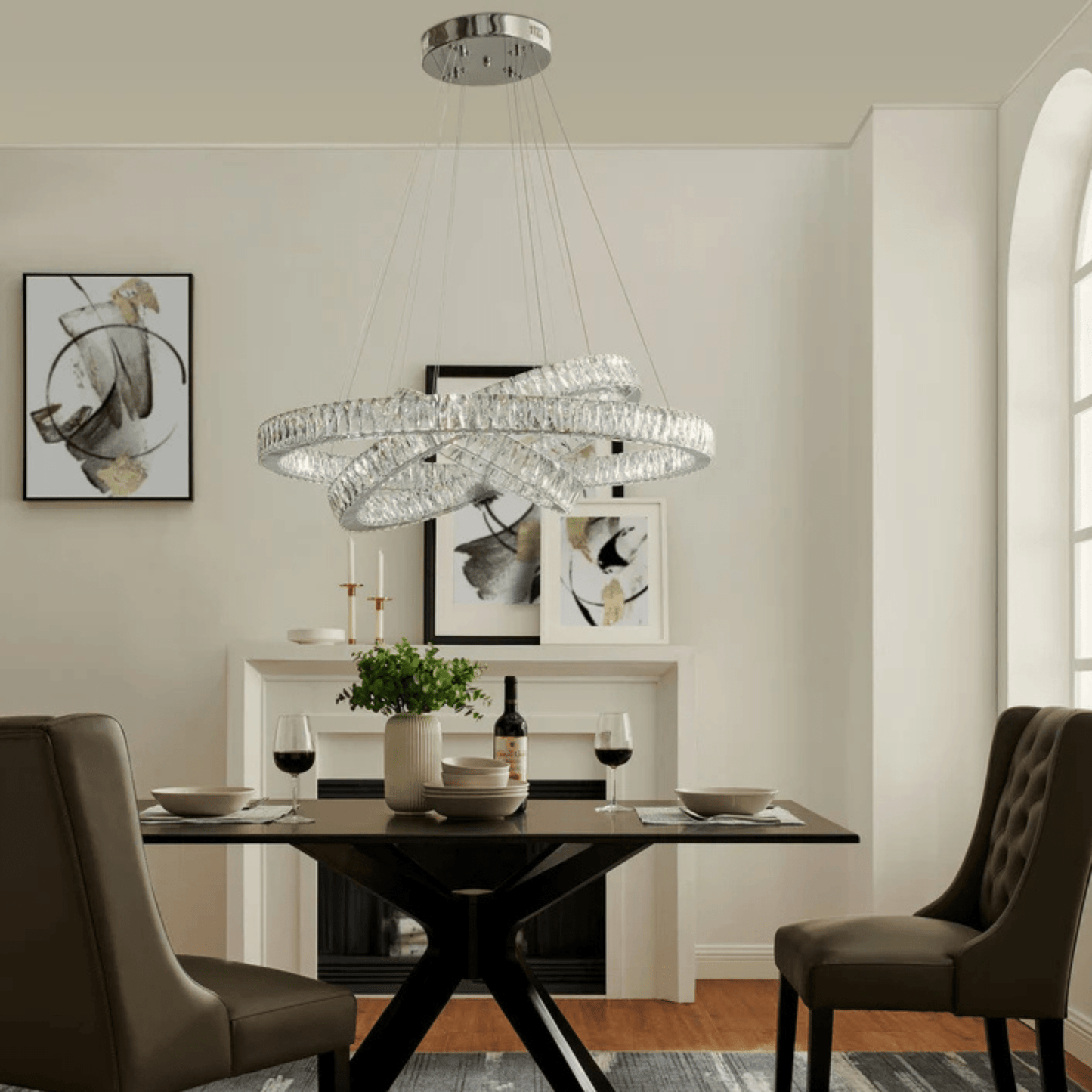 Crystal Elegance Three Ring Chandelier - Orvon Lighting