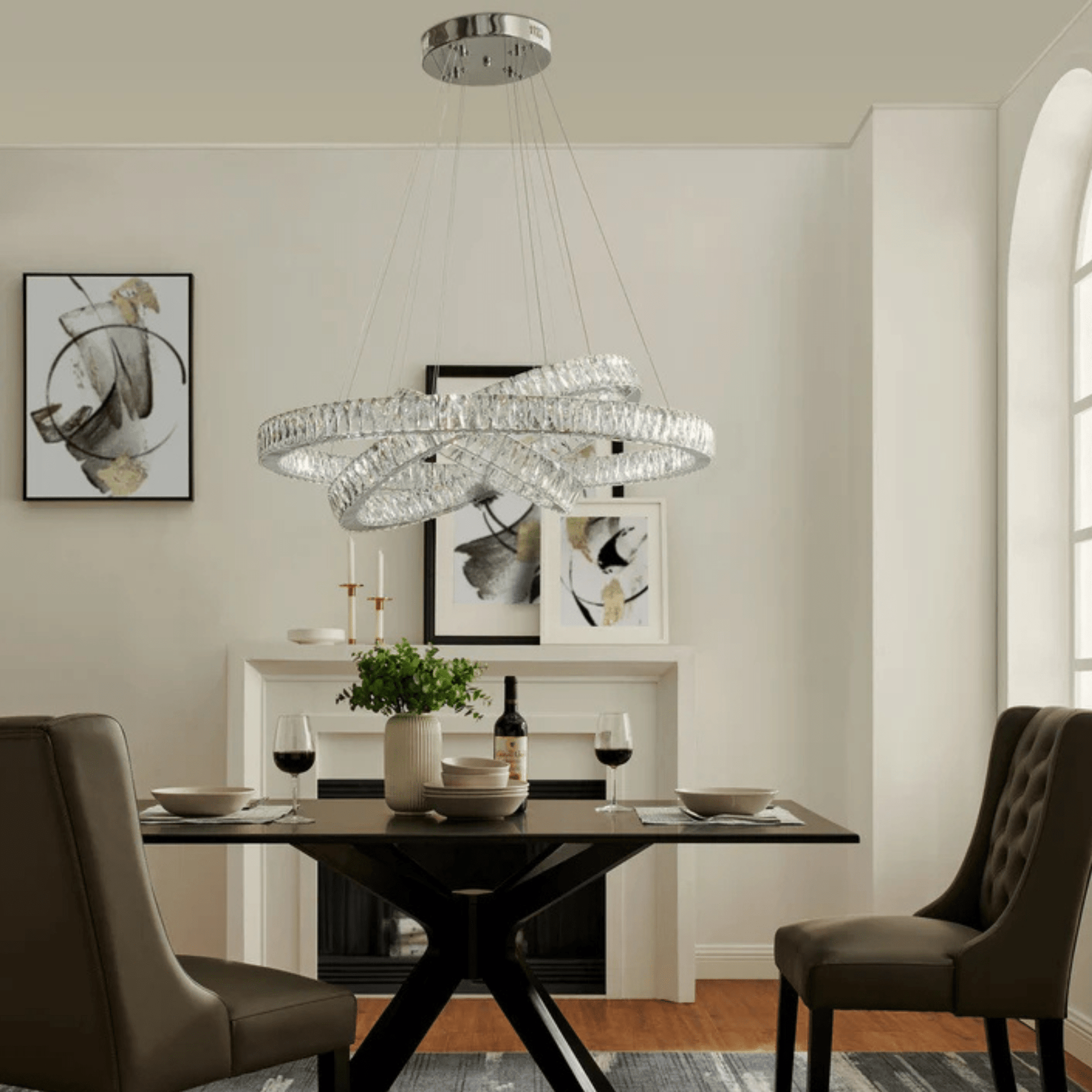 Crystal Elegance Three Ring Chandelier - Orvon Lighting