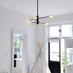 Cullerto 34.75 - in. 6 Light LED Pendant Matte Black and Antique Gold - Orvon Lighting