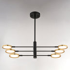Cullerto 34.75 - in. 6 Light LED Pendant Matte Black and Antique Gold - Orvon Lighting