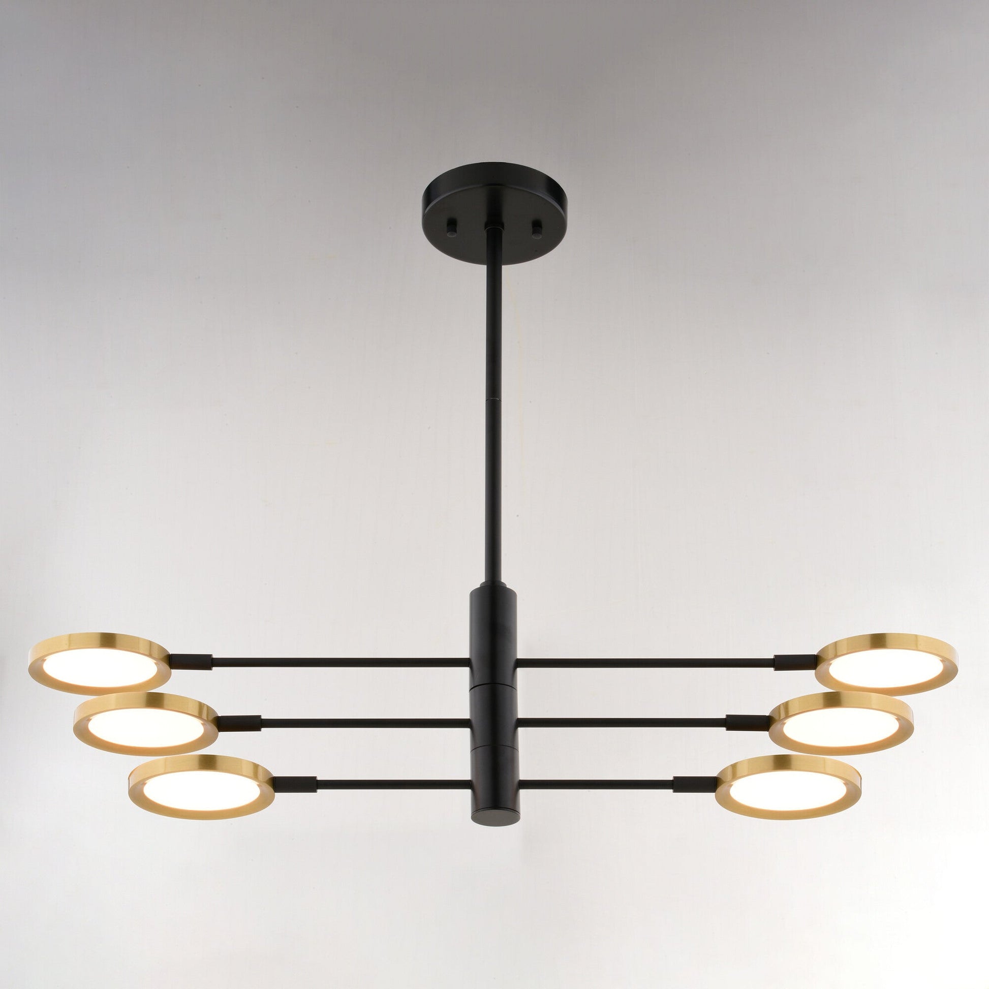 Cullerto 34.75 - in. 6 Light LED Pendant Matte Black and Antique Gold - Orvon Lighting