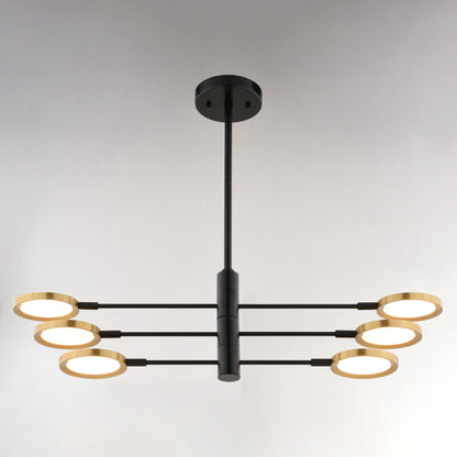 Cullerto 34.75 - in. 6 Light LED Pendant Matte Black and Antique Gold - Orvon Lighting