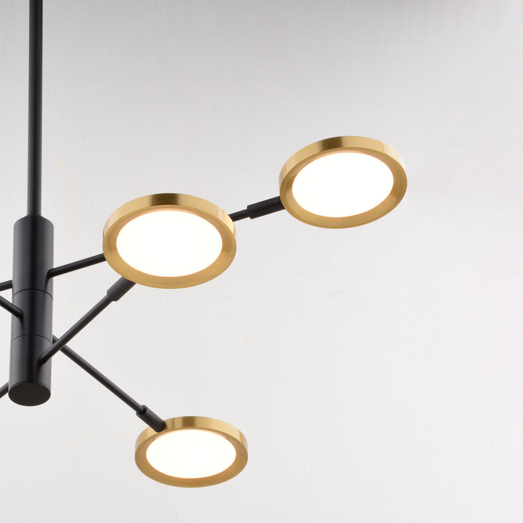 Cullerto 34.75 - in. 6 Light LED Pendant Matte Black and Antique Gold - Orvon Lighting