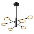 Cullerto 34.75 - in. 6 Light LED Pendant Matte Black and Antique Gold - Orvon Lighting