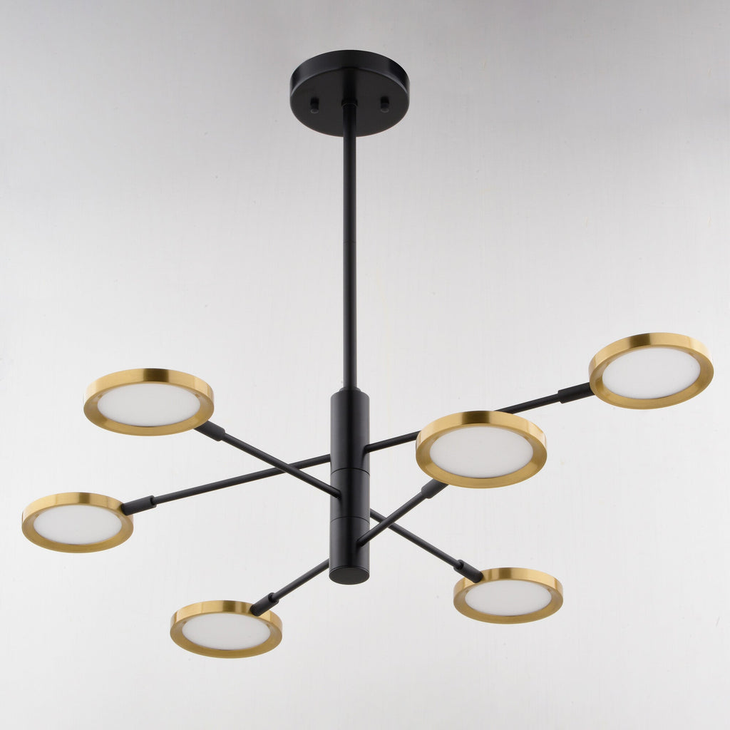 Cullerto 34.75 - in. 6 Light LED Pendant Matte Black and Antique Gold - Orvon Lighting