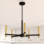 Damen 25 - in. 5 Light Chandelier Matte Black and Natural Brass - Orvon Lighting