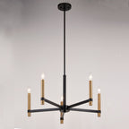Damen 25 - in. 5 Light Chandelier Matte Black and Natural Brass - Orvon Lighting