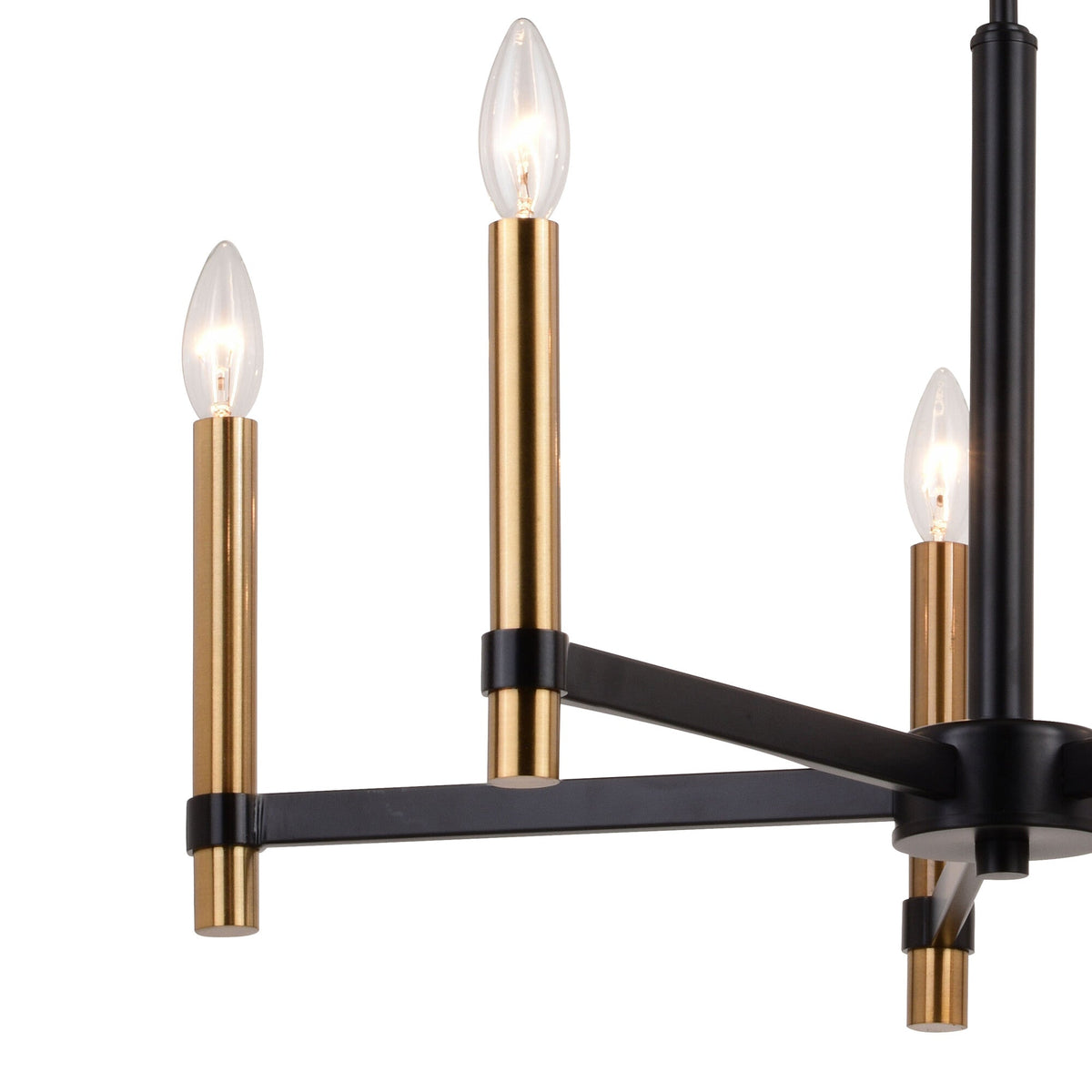 Damen 25 - in. 5 Light Chandelier Matte Black and Natural Brass - Orvon Lighting