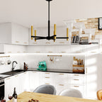 Damen 25 - in. 5 Light Chandelier Matte Black and Natural Brass - Orvon Lighting