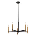 Damen 25 - in. 5 Light Chandelier Matte Black and Natural Brass - Orvon Lighting