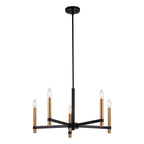 Damen 25 - in. 5 Light Chandelier Matte Black and Natural Brass - Orvon Lighting