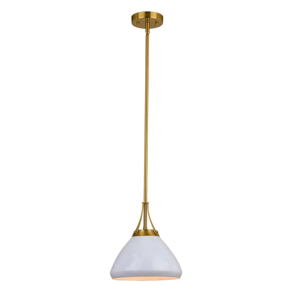 Dayna 10 - in Pendant Satin Brass and Glossy White with Matte White - Orvon Lighting