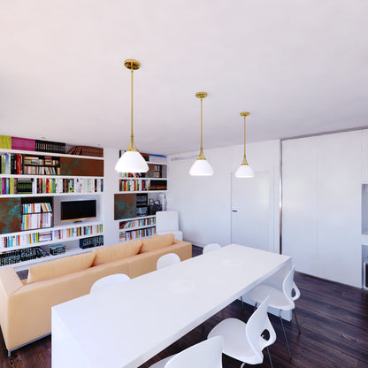 Dayna 10 - in Pendant Satin Brass and Glossy White with Matte White - Orvon Lighting