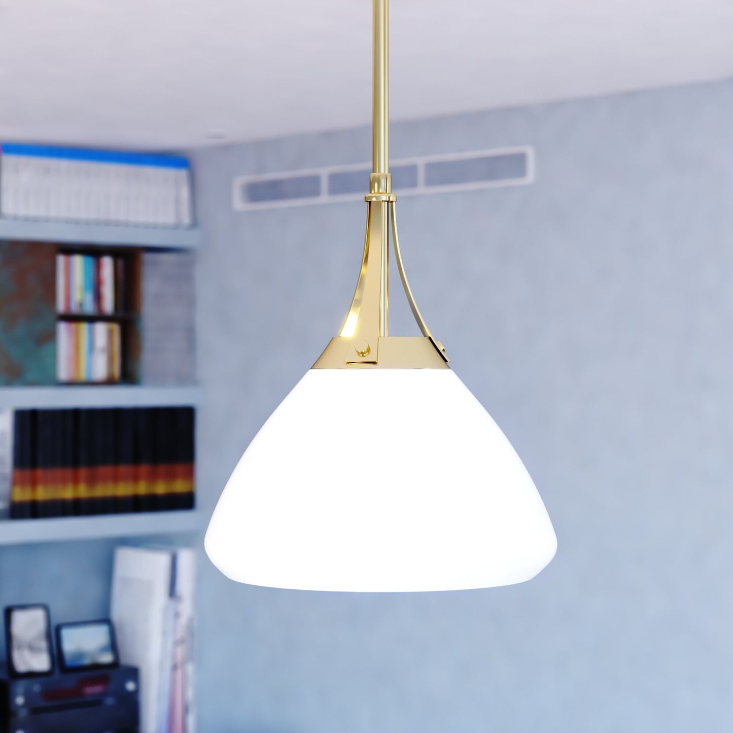 Dayna 10 - in Pendant Satin Brass and Glossy White with Matte White - Orvon Lighting