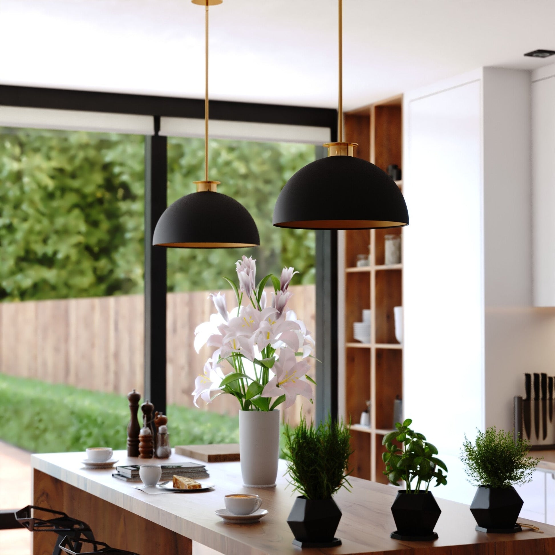 Devon 16 - in. Pendant Glossy White,Matte Black and Satin Brass - Orvon Lighting