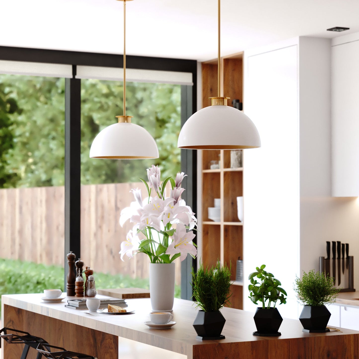 Devon 16 - in. Pendant Glossy White,Matte Black and Satin Brass - Orvon Lighting