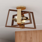 Dunning 16 - in. 2 Light Semi - Flush Mount Natural Brass and Burnished Chestnut - Orvon Lighting