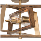 Dunning 16 - in. 2 Light Semi - Flush Mount Natural Brass and Burnished Chestnut - Orvon Lighting
