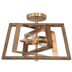 Dunning 16 - in. 2 Light Semi - Flush Mount Natural Brass and Burnished Chestnut - Orvon Lighting