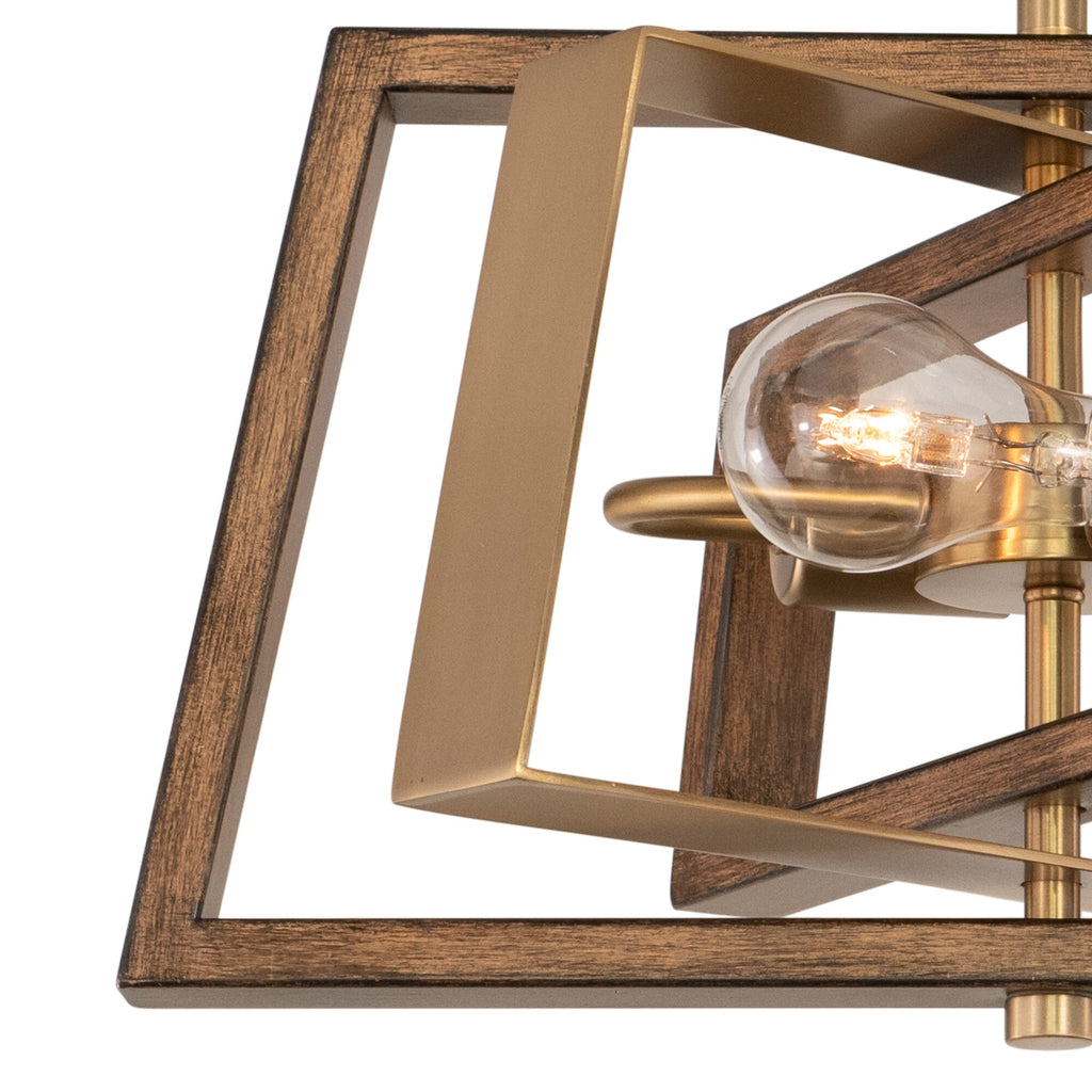 Dunning 16 - in. 2 Light Semi - Flush Mount Natural Brass and Burnished Chestnut - Orvon Lighting