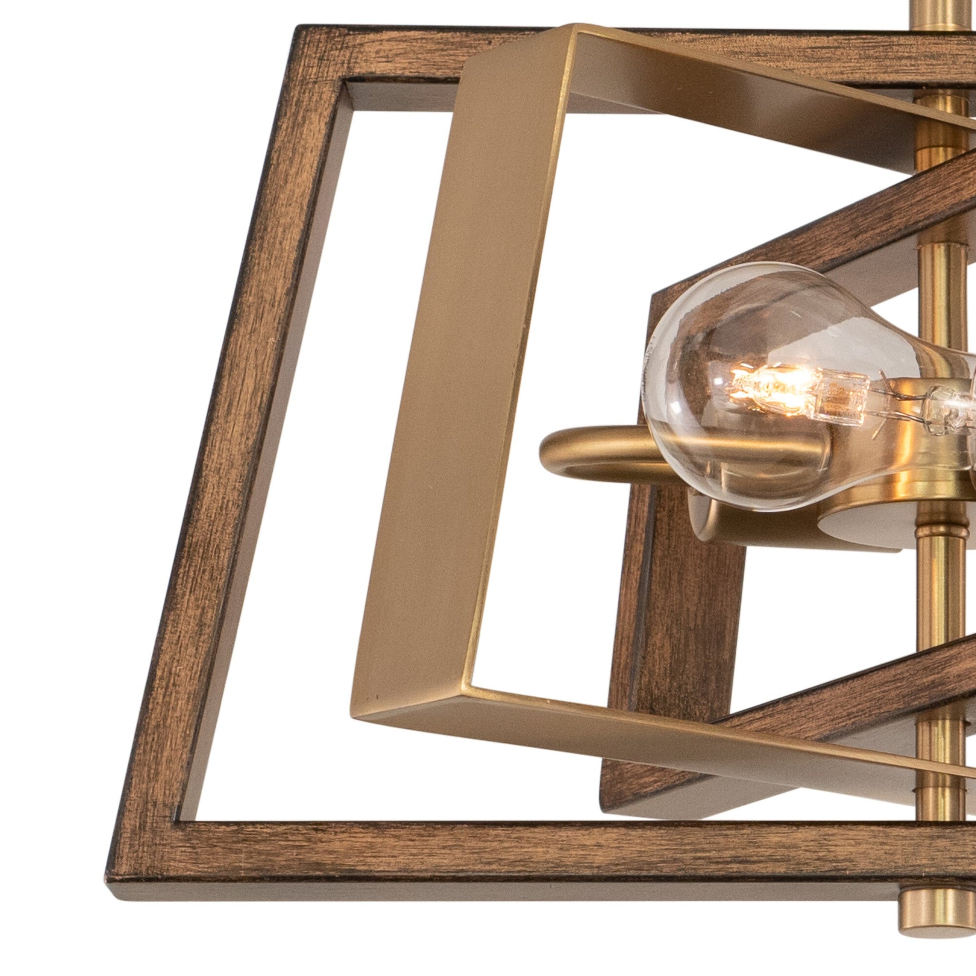 Dunning 16 - in. 2 Light Semi - Flush Mount Natural Brass and Burnished Chestnut - Orvon Lighting