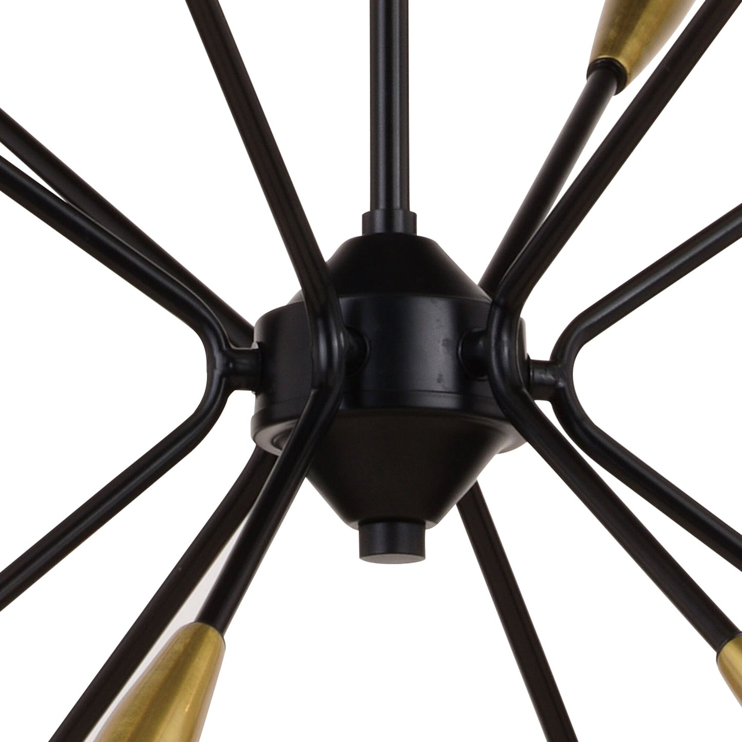 Ellis 25.25 - in. 12 Light Pendant Matte Black and Satin Brass - Orvon Lighting