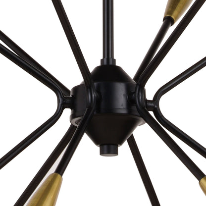 Ellis 25.25 - in. 12 Light Pendant Matte Black and Satin Brass - Orvon Lighting