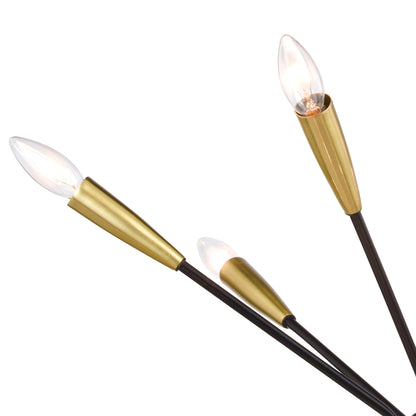 Ellis 25.25 - in. 12 Light Pendant Matte Black and Satin Brass - Orvon Lighting