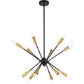 Ellis 25.25 - in. 12 Light Pendant Matte Black and Satin Brass - Orvon Lighting