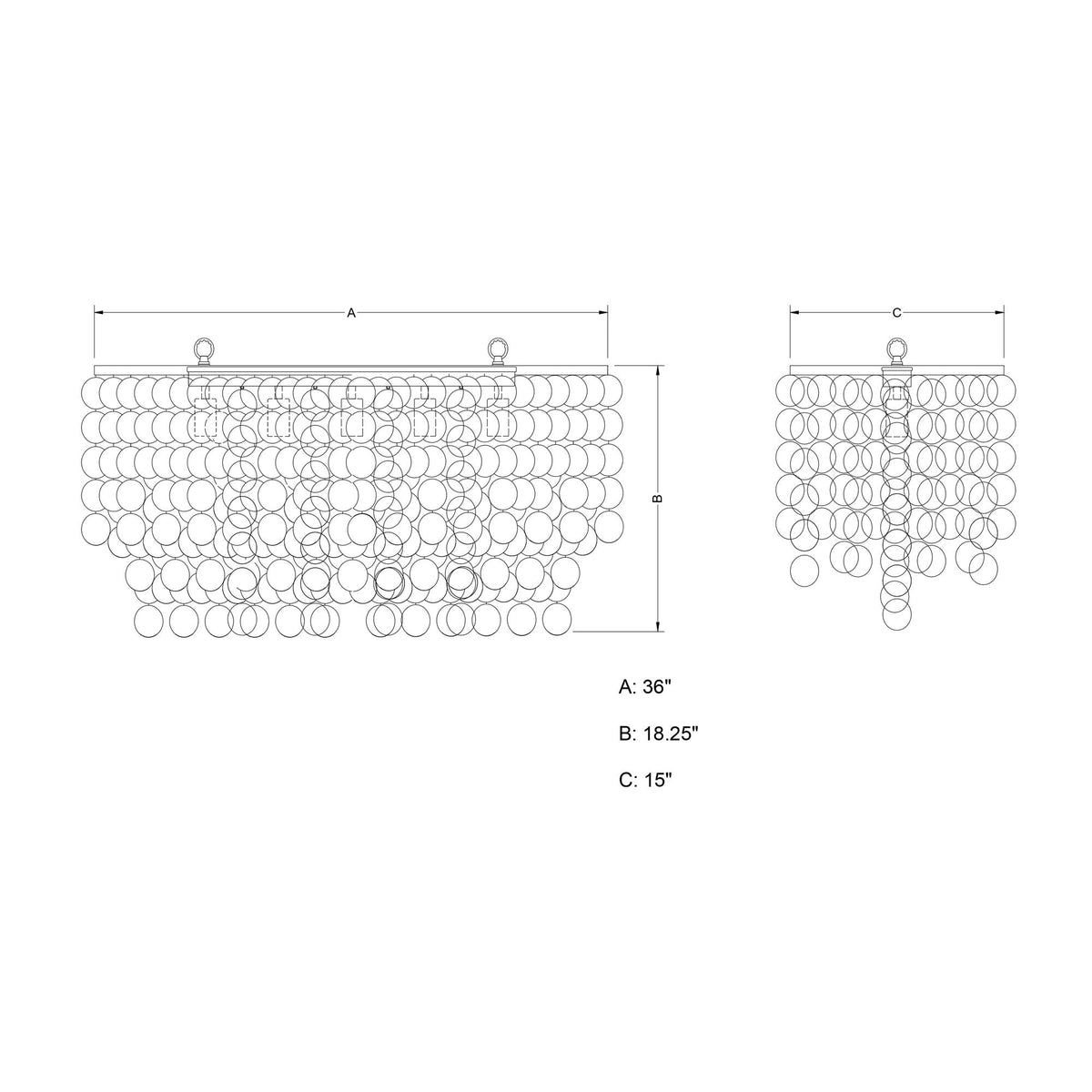 Elsa 5L Linear Chandelier Satin Nickel - Orvon Lighting