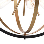 Estelle 26.75 in. 6 Light Orb Pendant Natural Brass and Matte Black - Orvon Lighting