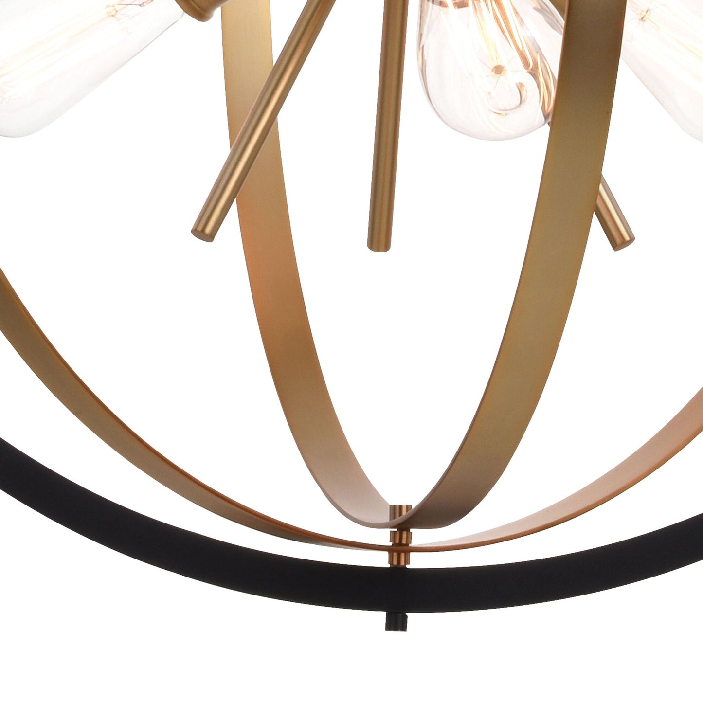 Estelle 26.75 in. 6 Light Orb Pendant Natural Brass and Matte Black - Orvon Lighting