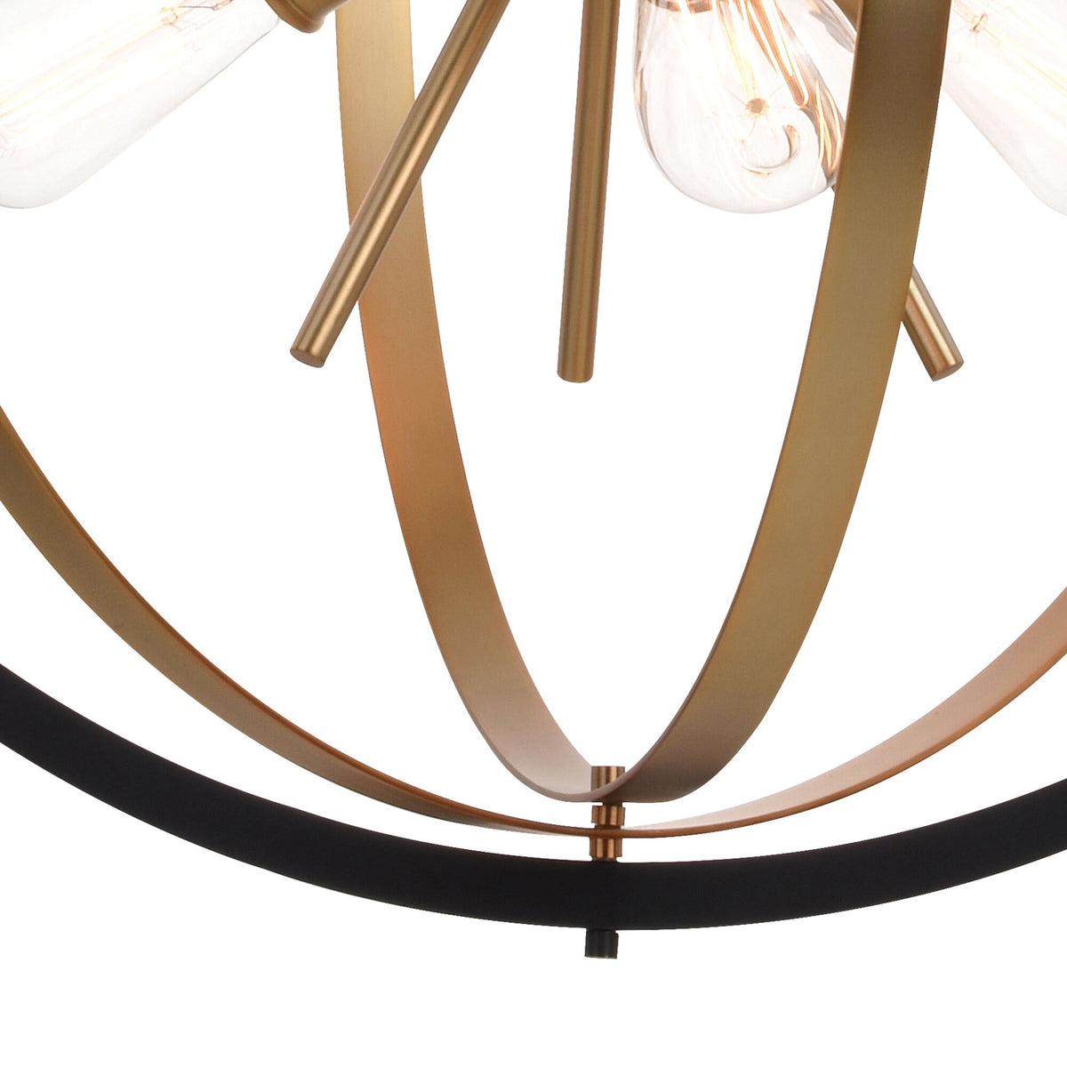 Estelle 26.75 in. 6 Light Orb Pendant Natural Brass and Matte Black - Orvon Lighting