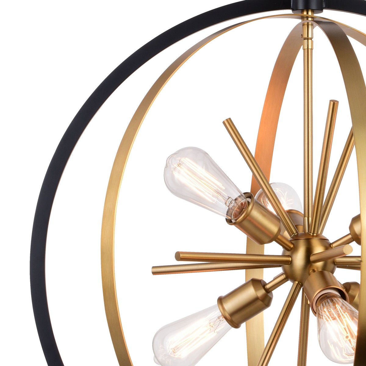 Estelle 26.75 in. 6 Light Orb Pendant Natural Brass and Matte Black - Orvon Lighting