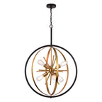 Estelle 26.75 in. 6 Light Orb Pendant Natural Brass and Matte Black - Orvon Lighting