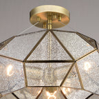 Euclid 16 - in. 3 Light Semi - Flush Mount Aged Brass - Orvon Lighting