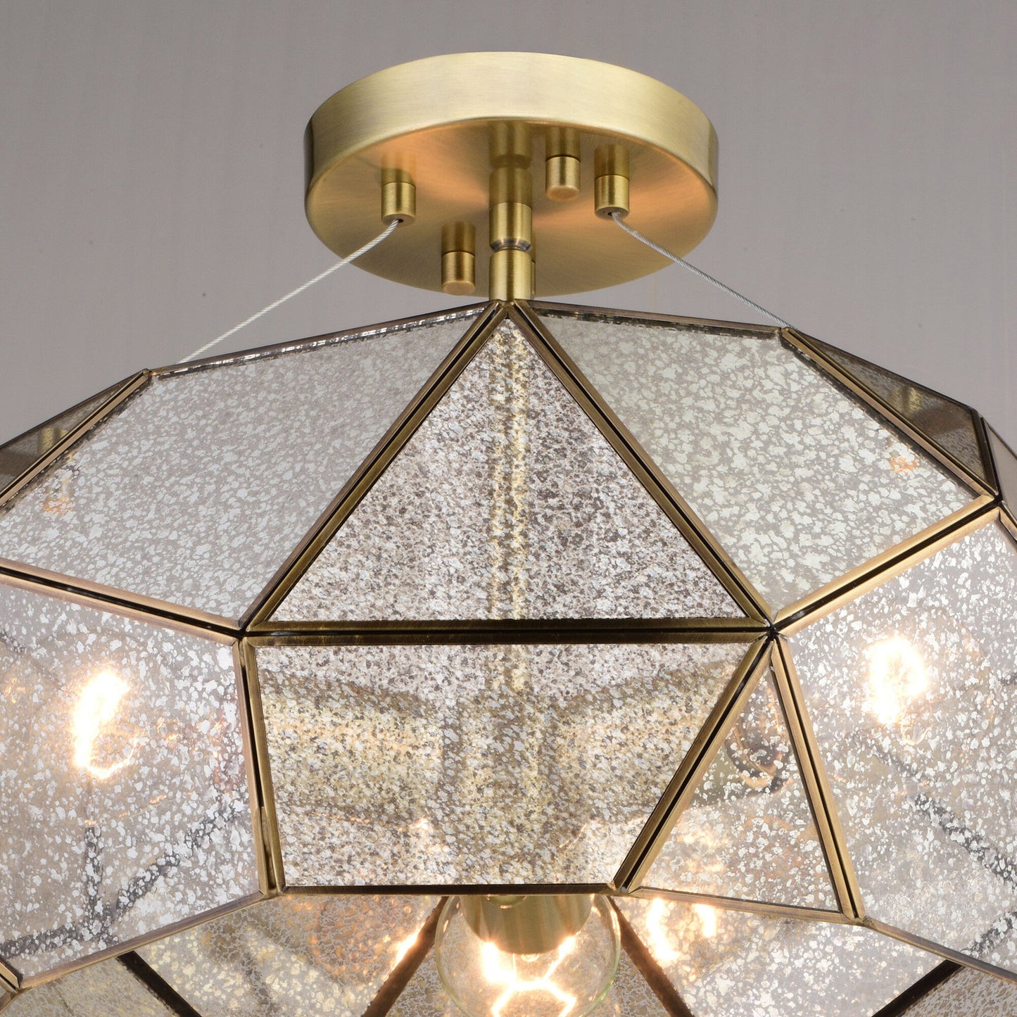 Euclid 16 - in. 3 Light Semi - Flush Mount Aged Brass - Orvon Lighting