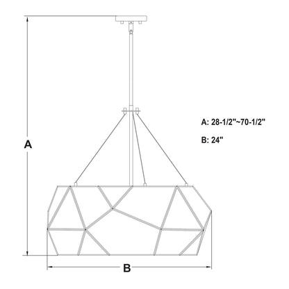 Euclid 24 in.W 5 Light Pendant Aged Brass - Orvon Lighting