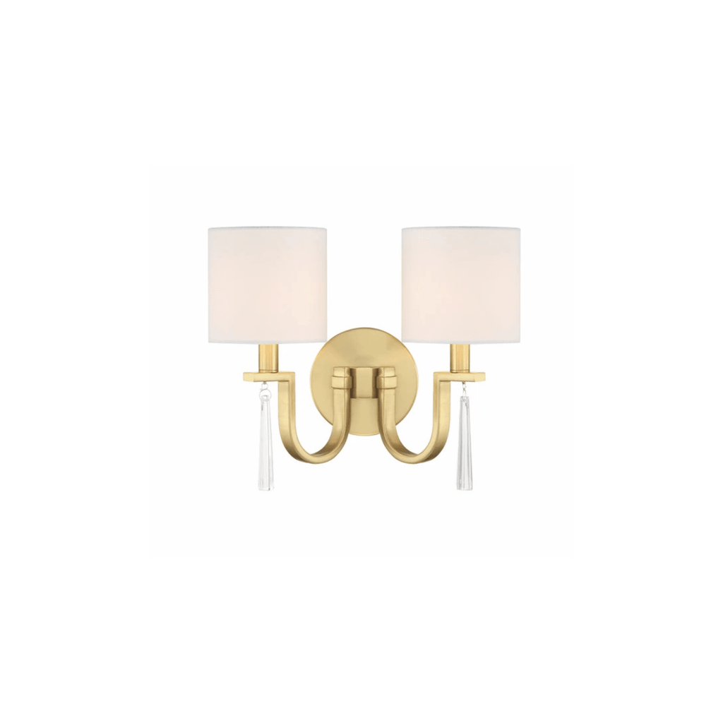 Fortuna 2 Light 12.75 inch Satin Brass Wall Sconce Wall Light - Orvon Lighting