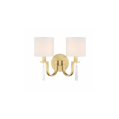 Fortuna 2 Light 12.75 inch Satin Brass Wall Sconce Wall Light - Orvon Lighting