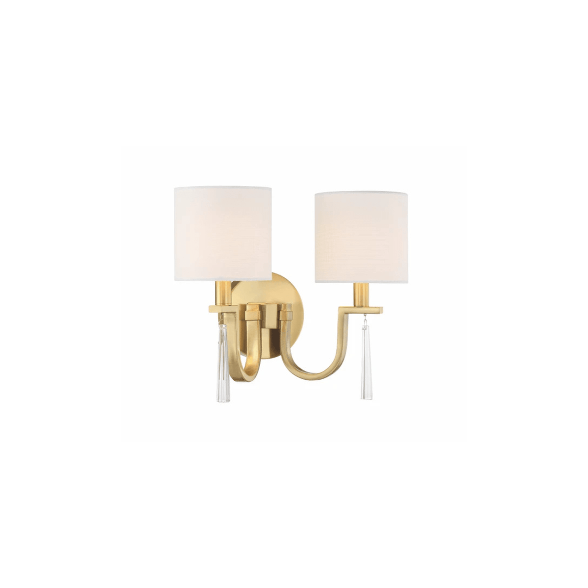 Fortuna 2 Light 12.75 inch Satin Brass Wall Sconce Wall Light - Orvon Lighting