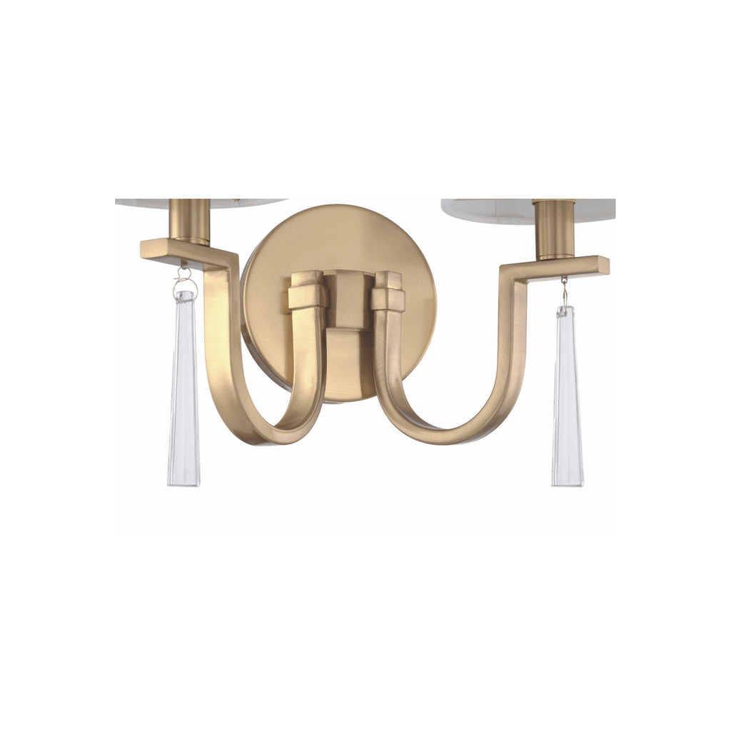 Fortuna 2 Light 12.75 inch Satin Brass Wall Sconce Wall Light - Orvon Lighting