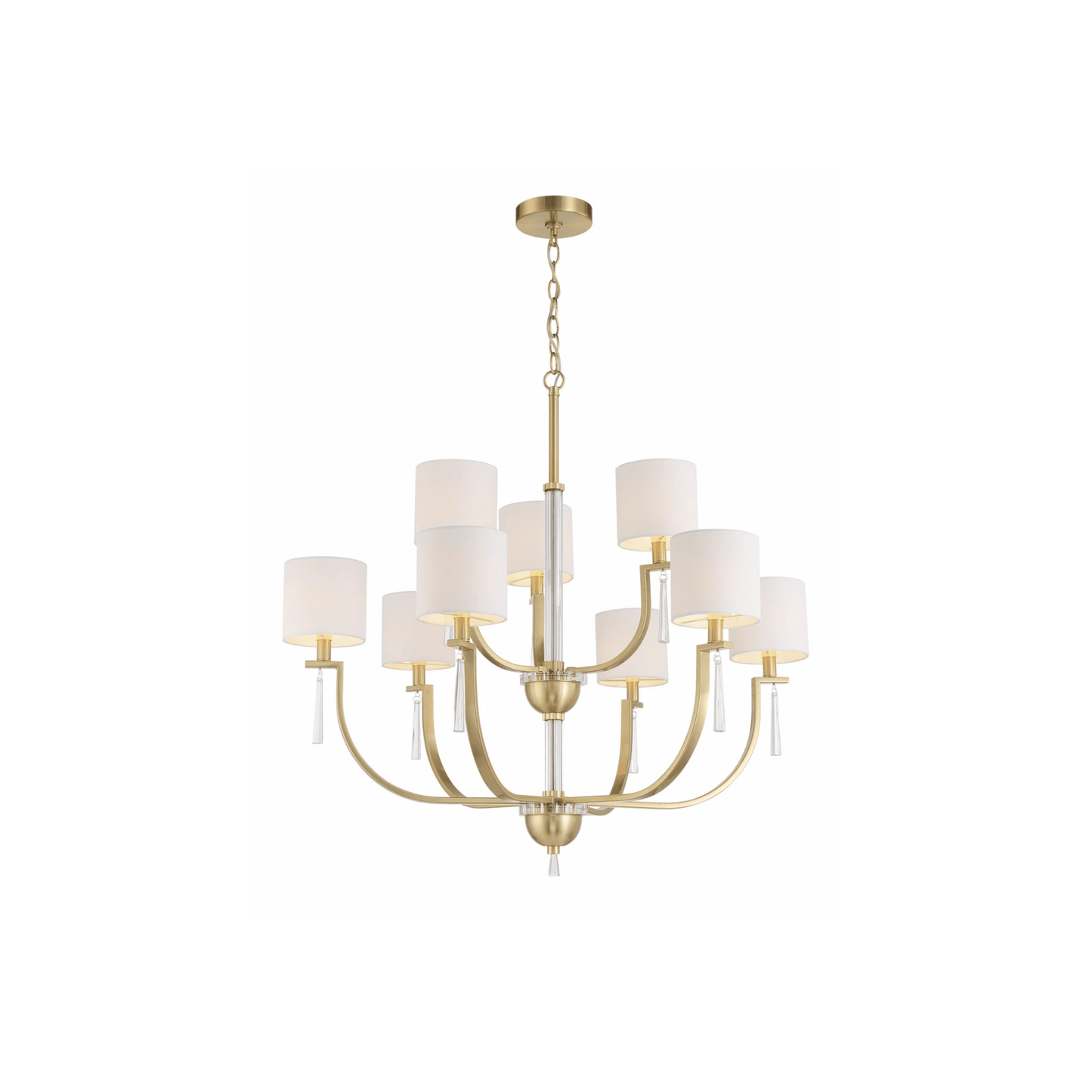Fortuna Satin Brass Chandelier Ceiling Light - Orvon Lighting