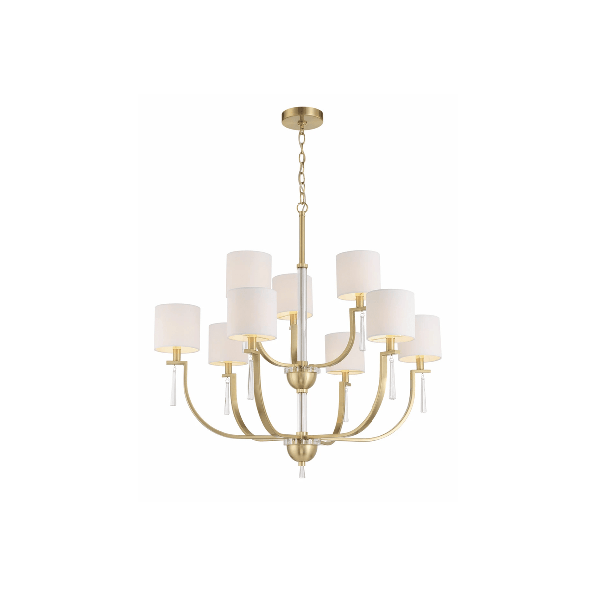 Fortuna Satin Brass Chandelier Ceiling Light - Orvon Lighting