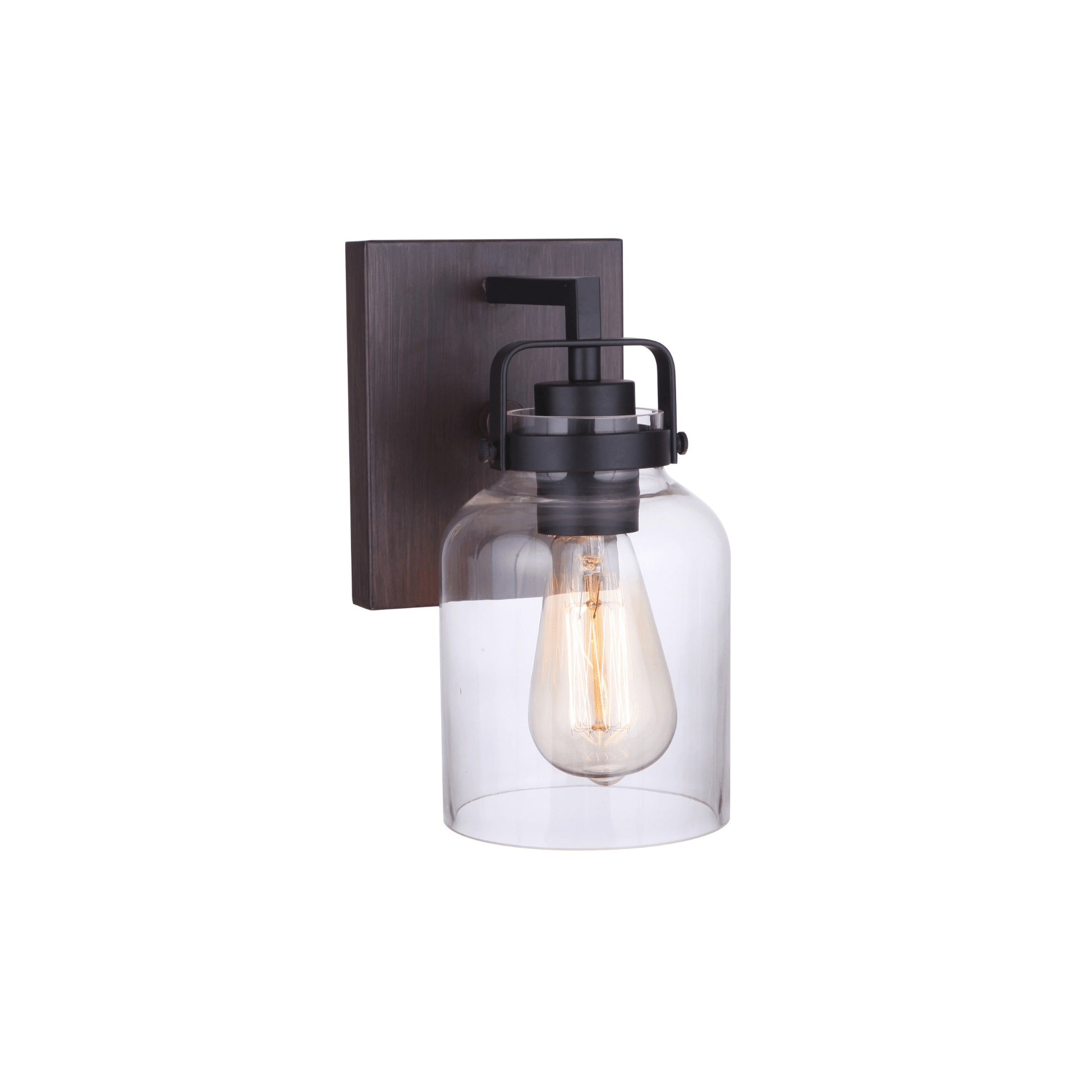 Foxwood 1 Light 5 inch Wall Sconce Wall Light in Flat Black/Dark Teak - Orvon Lighting