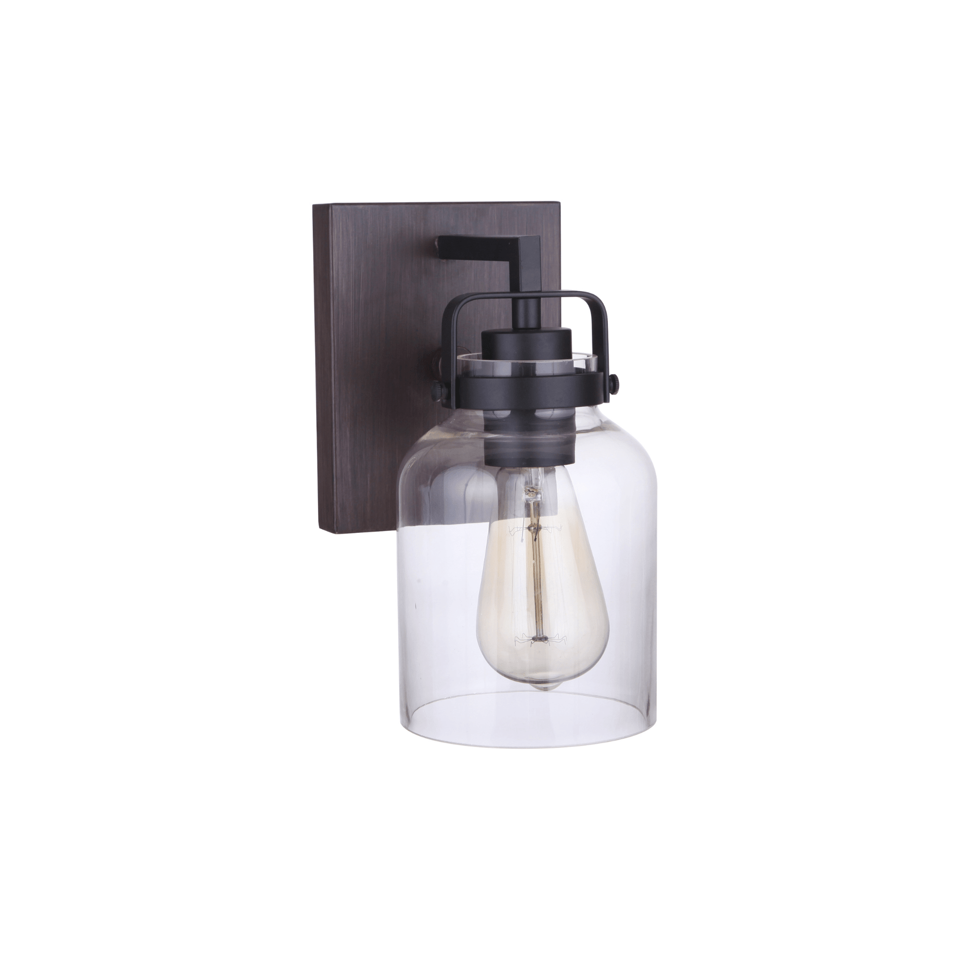 Foxwood 1 Light 5 inch Wall Sconce Wall Light in Flat Black/Dark Teak - Orvon Lighting