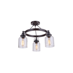Foxwood 3 Light 22 inch Flat Black with Dark Teak Semi Flush Ceiling Light in Flat Black/Dark Teak - Orvon Lighting